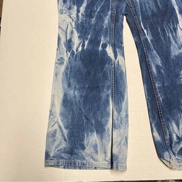 Tie-Dye Blue Women's Flare Jeans - Picture 4 of 10